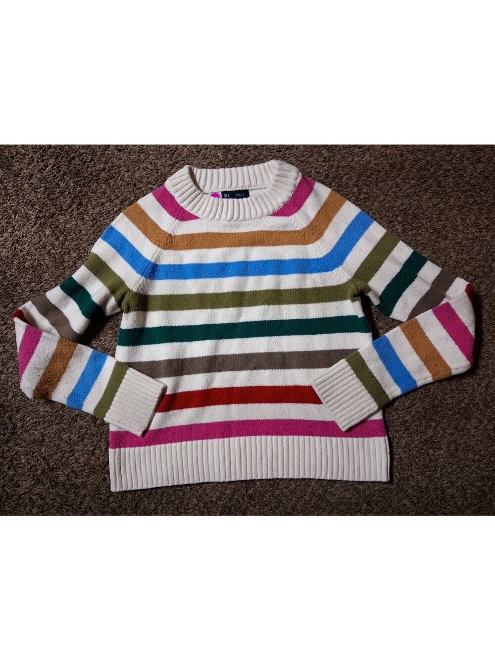 Gap Women's Multicolor Striped Knit Pullover Crew Neck Sweater XS Petite